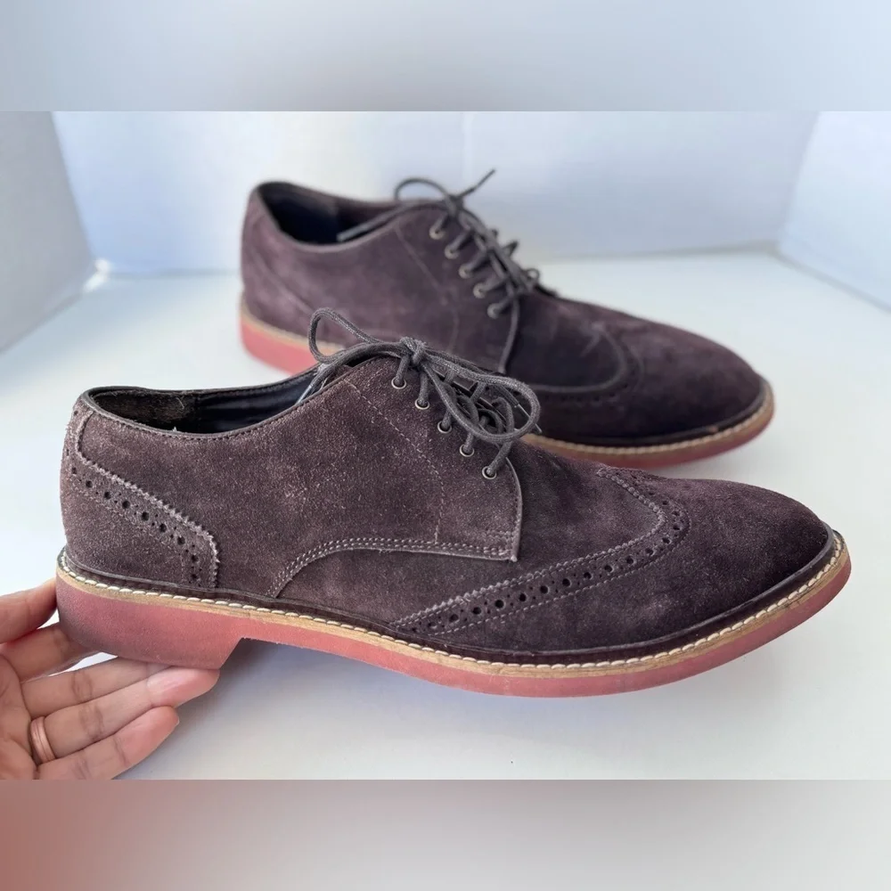 Cole Haan Franklin Wingtip Suede Lace Up Brown Oxfords Dress Shoes Mens Size 11